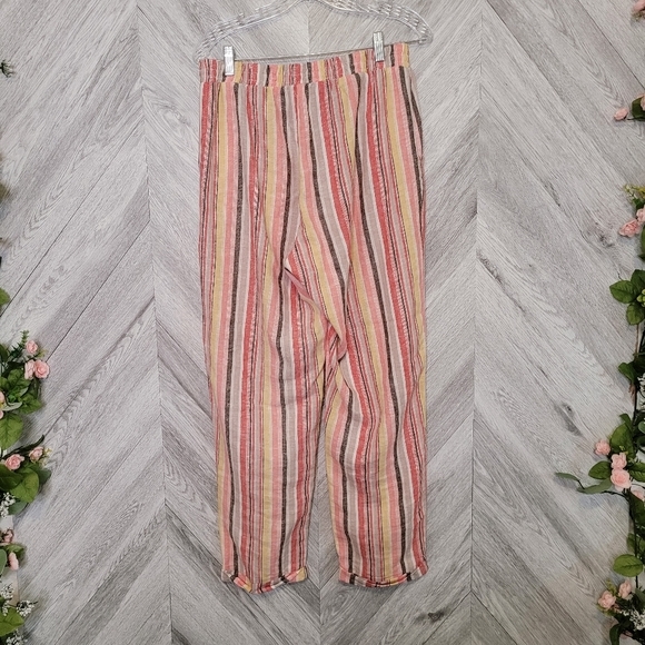 Soft Surroundings Striped Palette Pants Linen Medi - Picture 7 of 11